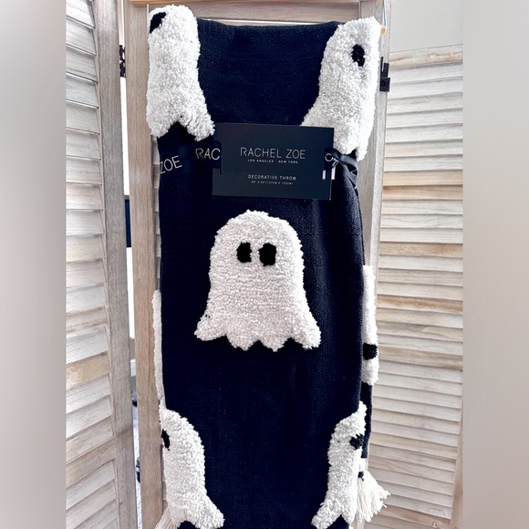 Rachel Zoe Black Throw with White Ghosts!